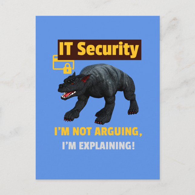 Funny IT Security Explaining Tech Humor Design Holiday Postcard (Front)