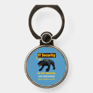 Funny IT Security Explaining Tech Humor Design Phone Ring Stand