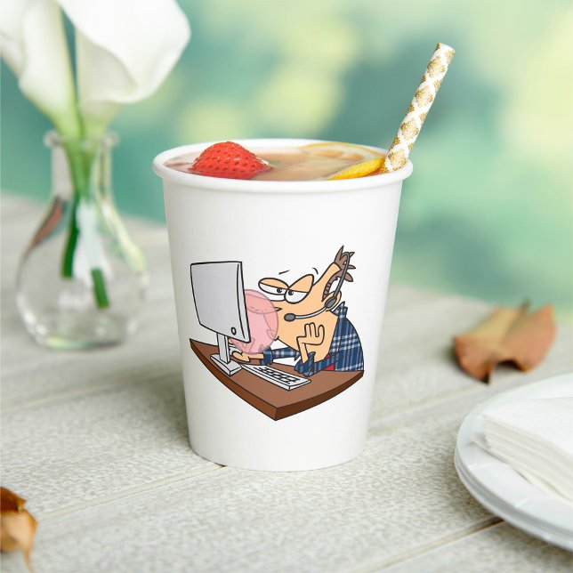 Funny IT Tech Support Bored at Work Bubble Gum Paper Cups (Creator Uploaded)