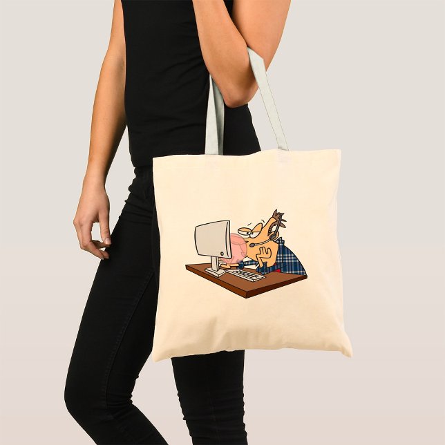 Funny IT Tech Support Bored at Work Bubble Gum Tote Bag (Creator Uploaded)