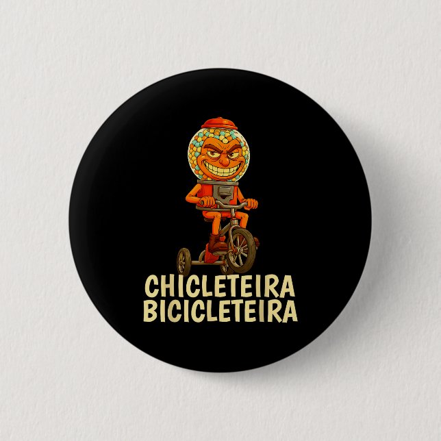 Funny Italian Brainrot Kids Meme Chicleteira Bicic Button (Front)