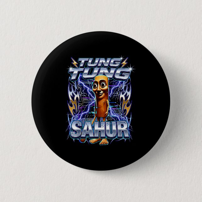 Funny Italian Brainrot Tung Tung Tung Sahur  Button (Front)