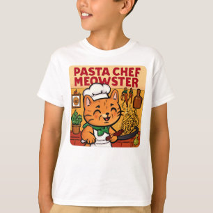Funny Italian Chef Cat Cooking Pasta T-Shirt