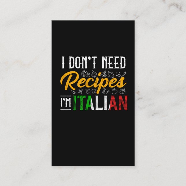 Funny Italian Cook Gift Culinary Kitchen Humor Business Card (Front)