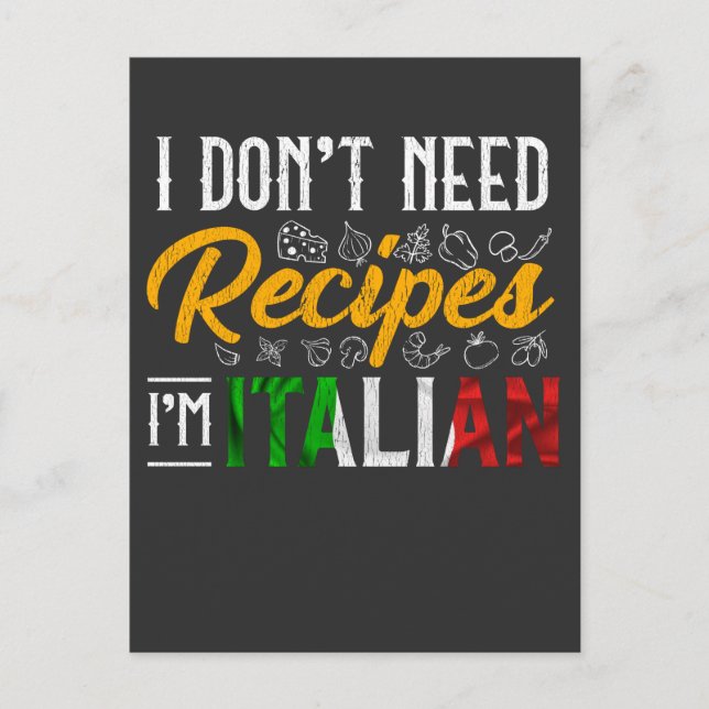 Funny Italian Cook Gift Culinary Kitchen Humor Postcard (Front)