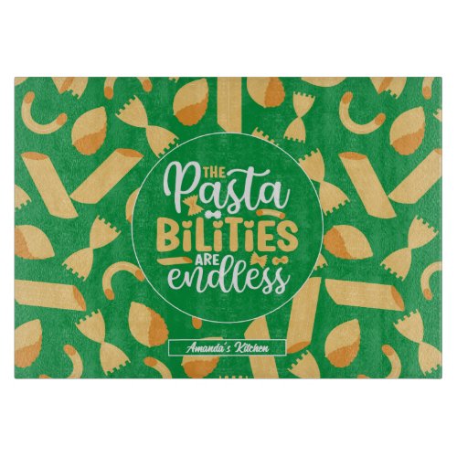 Funny Italian Food Quote Retro Pasta Pattern Cutting Board