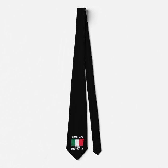 Funny Italian Gift Idea Meatball Italy Flag1 Neck Tie (Front)