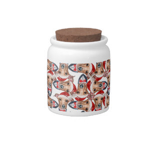 Funny Italian Greyhound Christmas Pattern Candy Jar