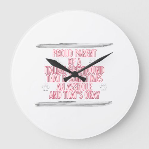 Funny Italian Greyhound Gifts Dog Mom Dad Large Clock