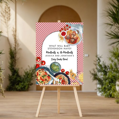 Funny Italian Meatballs Gender Reveal Welcome Sign