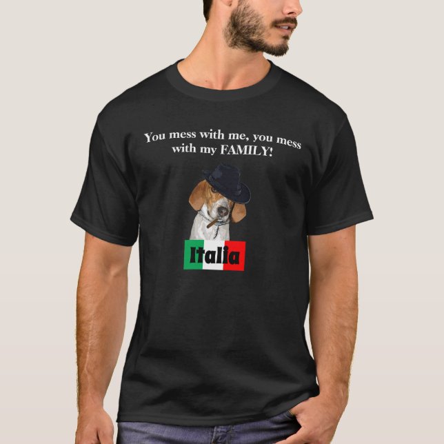 Funny Italian Mobster Charley Dog T-Shirt (Front)