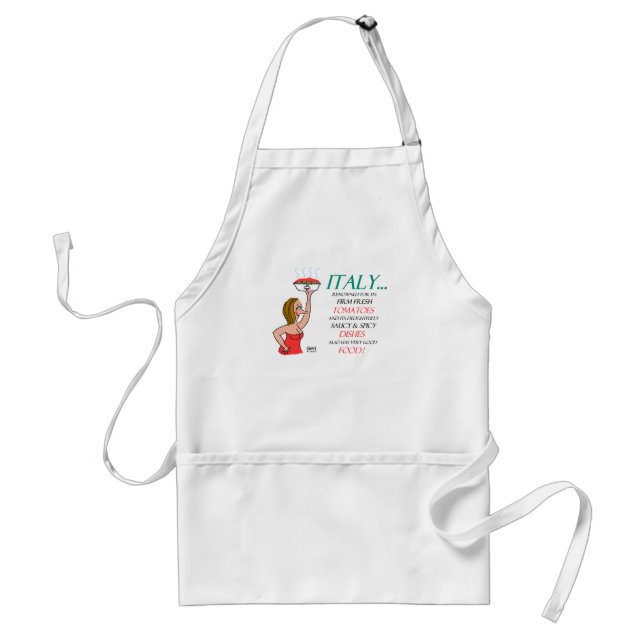 Funny Italian Women and Food of Italy Cartoon Art Adult Apron (Front)