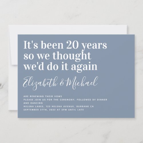 Funny Its Been 20 Years Vow Renewal Invitation