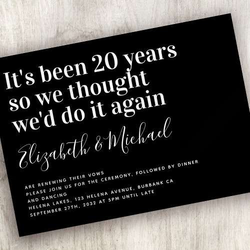 Funny Its Been 20 Years Vow Renewal Invitation