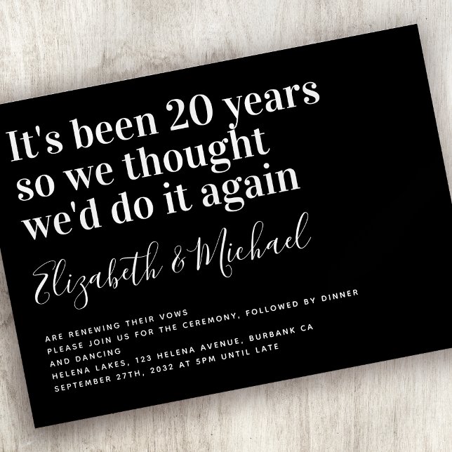 Funny It's Been 20 Years Vow Renewal Invitation (Creator Uploaded)