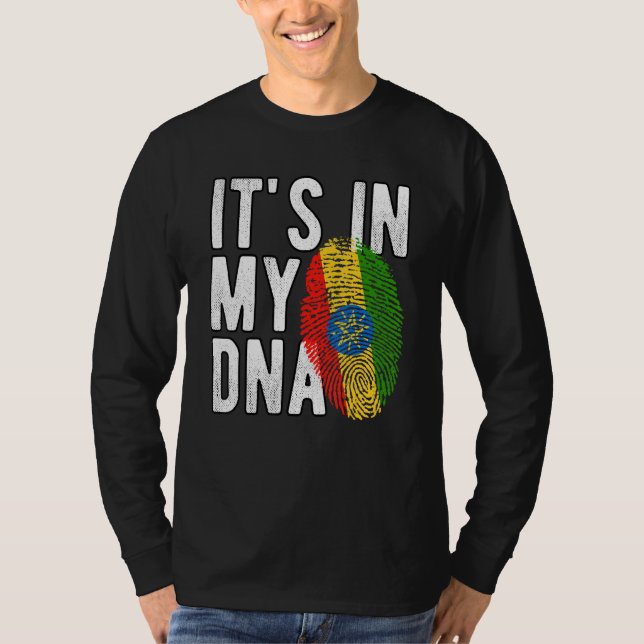 Funny it's in my DNA Ethiopia flag Fingerprint T-Shirt (Front)