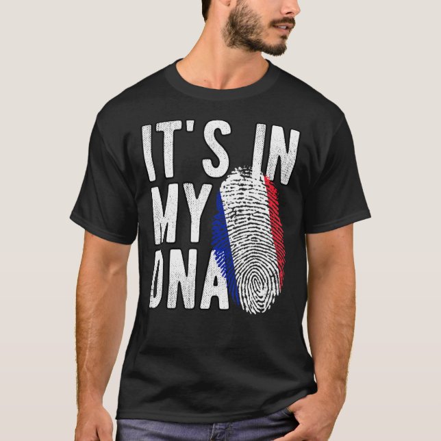 Funny it's in my DNA France flag Fingerprint T-Shirt (Front)