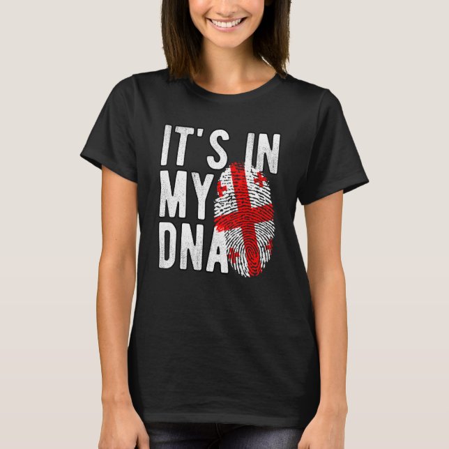 Funny it's in my DNA Georgia flag Fingerprint T-Shirt (Front)