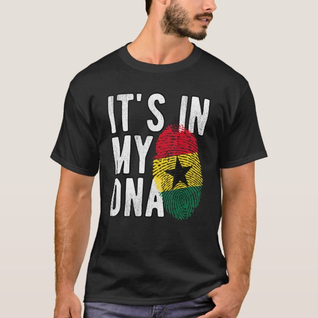 Funny it's in my DNA Ghana flag Fingerprint T-Shirt (Front)