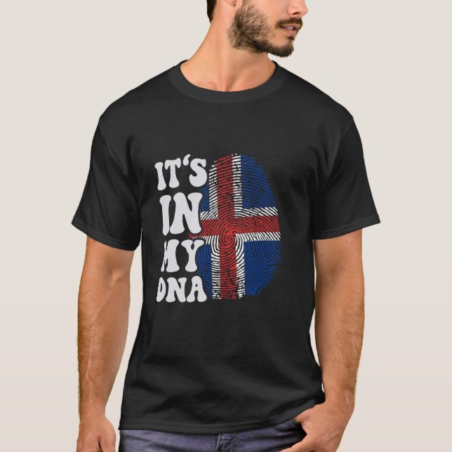 Funny it's in my DNA Iceland flag Fingerprint T-Shirt (Front)
