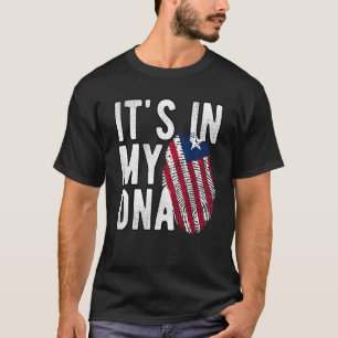Funny it's in my DNA Liberia flag Fingerprint T-Shirt