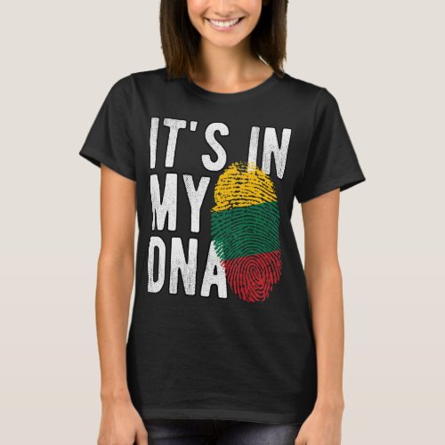 Funny its in my DNA Lithuania flag Fingerprint  T_Shirt