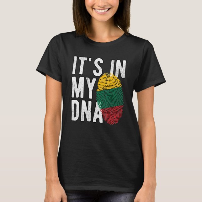 Funny it's in my DNA Lithuania flag Fingerprint T-Shirt (Front)
