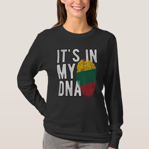 Funny its in my DNA Lithuania flag Fingerprint T_Shirt