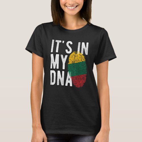 Funny its in my DNA Lithuania flag Fingerprint T_Shirt