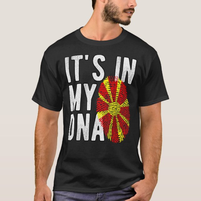 Funny it's in my DNA North Macedonia flag Fingerpr T-Shirt (Front)