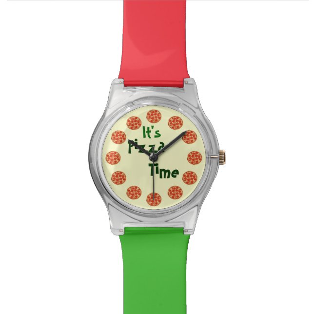 Funny It's Pizza Time Wrist Watch (Close Up)
