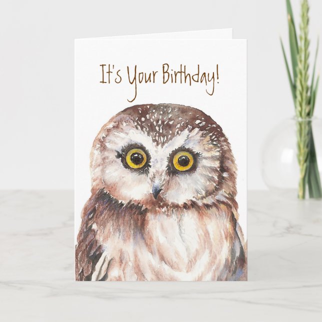 Funny It's Your Birthday! Shocked I Remembered Owl Card (Front)
