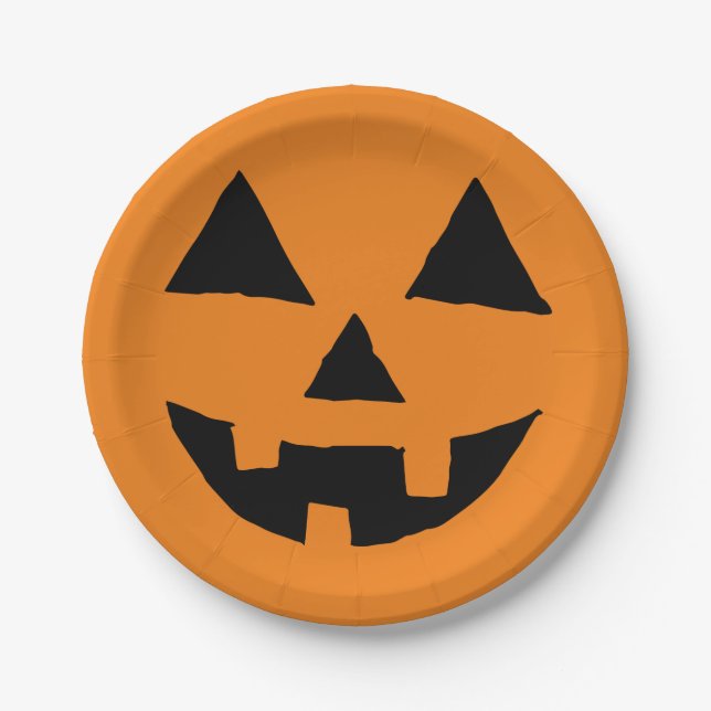  Funny Jack O Lanter Halloween Art Simple Jack O Paper Plates (Front)