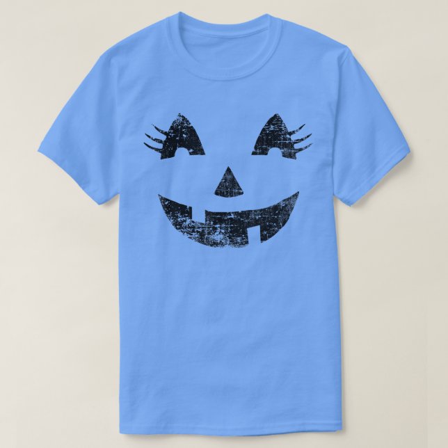 Funny Jack O' Lantern Pumpkin EyeLashes Halloween  T-Shirt (Design Front)