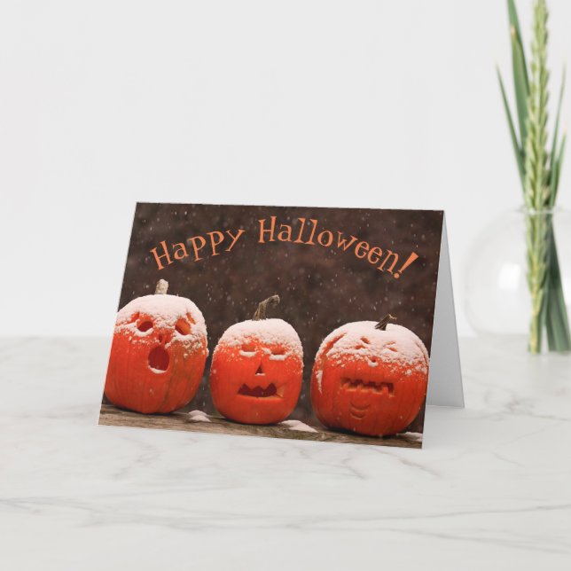Funny Jack-O-Lanterns Crying Halloween Card (Front)