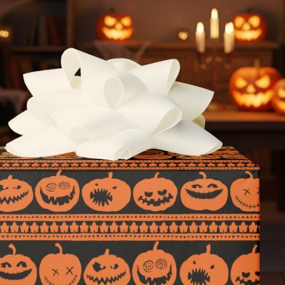 Funny Jack O Lanterns Halloween Pumpkin Pattern Wrapping Paper