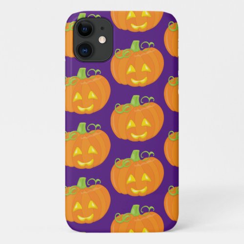 Funny Jack OLantern Pumpkin Halloween Pattern iPhone 11 Case