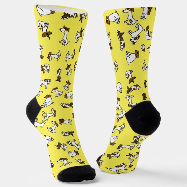 Funny Jack Russell Cartoon Socks (Angled)