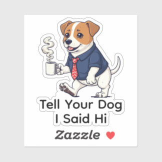Funny Jack Russell Terrier Business Suit Coffee  Sticker