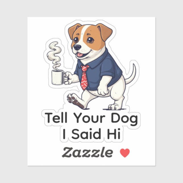 Funny Jack Russell Terrier Business Suit Coffee  Sticker (Sheet)