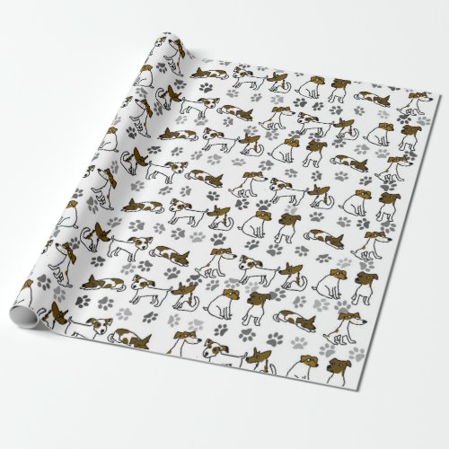 Funny Jack Russell Terrier Cartoon Wrapping Paper