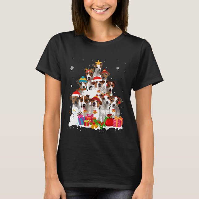 Funny Jack Russell Terrier Christmas Tree Pet Dog  T-Shirt (Front)