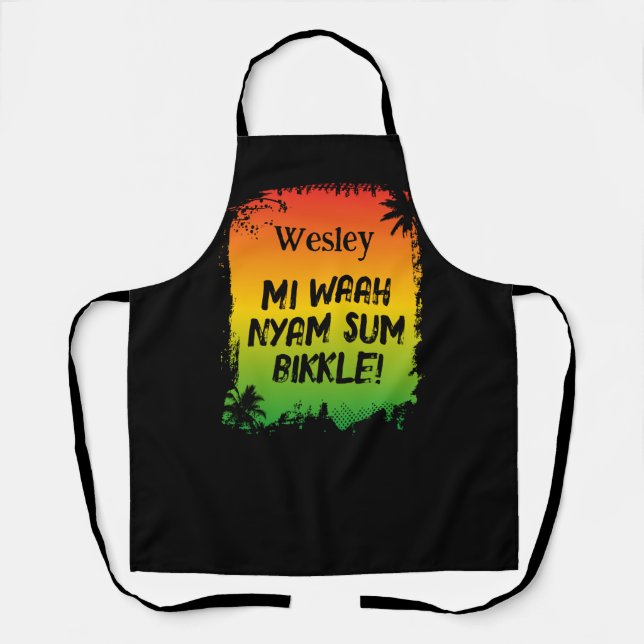 Funny Jamaican Rasta Cook and Chef Food Quote Apron (Front)