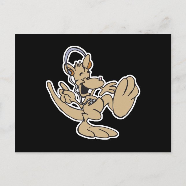 funny jammin kangaroo postcard (Front)