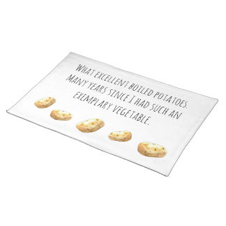 Funny Jane Austen Inspired Boiled Potato Quote Cloth Placemat