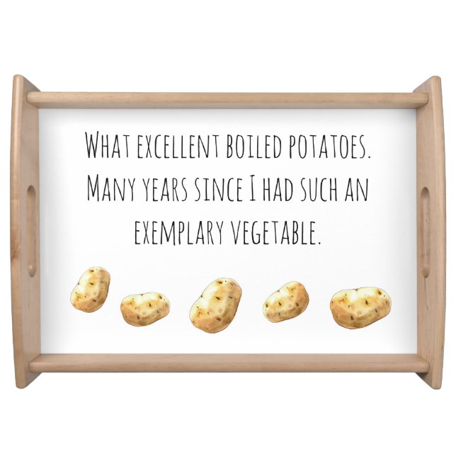 Funny Jane Austen Inspired Boiled Potato Quote Serving Tray (Front)