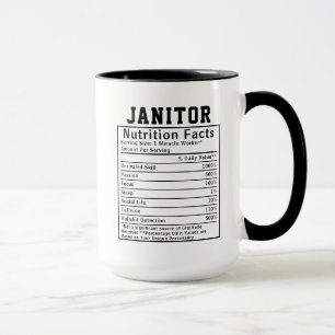 Funny Janitor Nutrition Facts Staff Worker Gift Mug