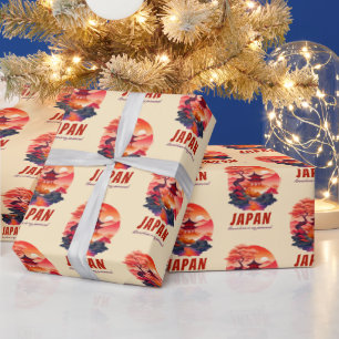 Funny Japan Humor Sunset Landscape Scenery Wrapping Paper