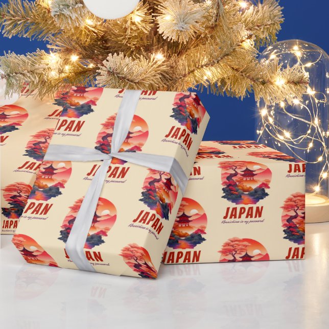Funny Japan Humor Sunset Landscape Scenery Wrapping Paper (Holidays)