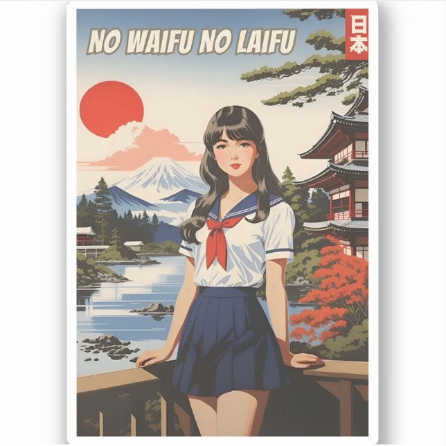 Funny Japan Kawaii Waifu Anime Girl Humor Sticker (Front)